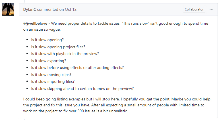 OpenShot GitHub community, Dylan's douchebaggery 5