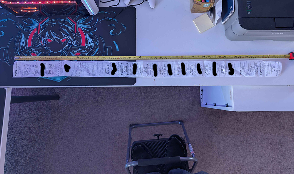 Long CVS receipt is long.