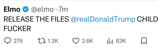 Elmo tweets at Trump