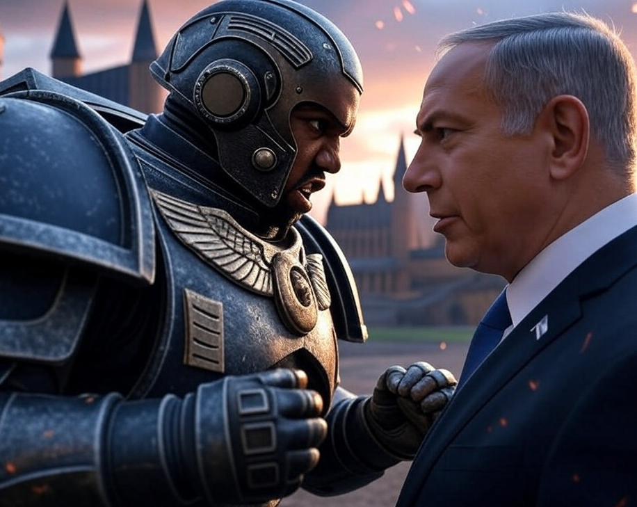 Kanye West fights the President of Israel outside Hogwarts Castle