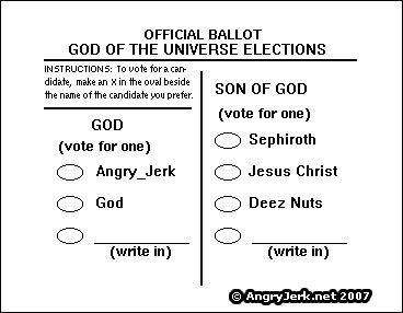 TRUE and HONEST God of the Universe Election Ballot.